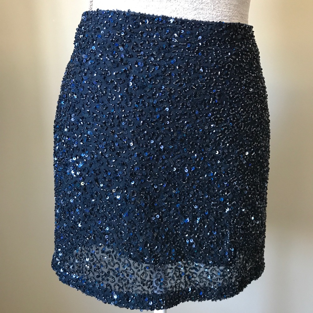 HAUTE HIPPIE Navy Basic Junk Beaded Mini Skirt - Picture 4 of 8